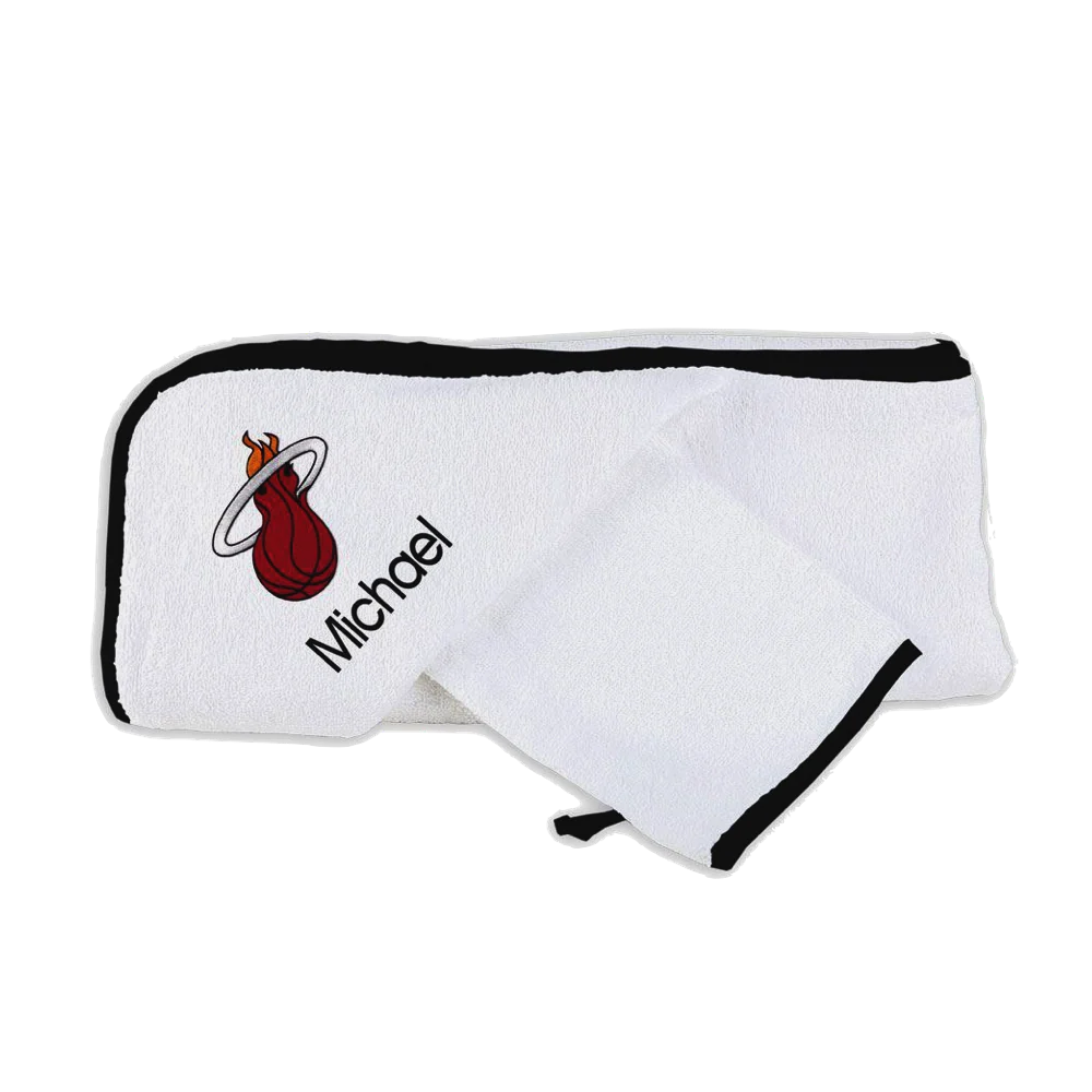 Designs by Chad and Jake Miami HEAT Custom Infant Hooded Towel Set