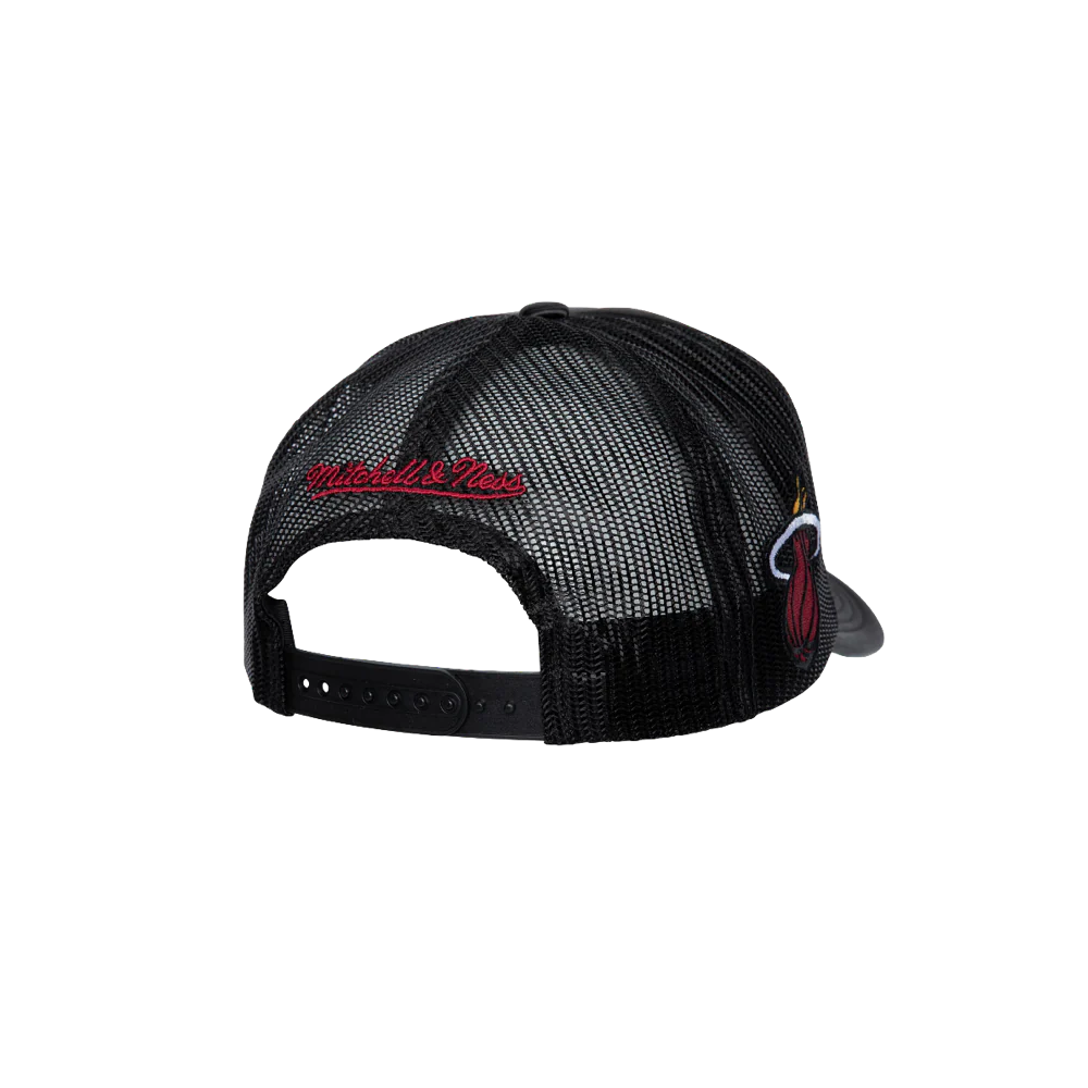 Michell & Ness Miami HEAT Satin Trucker Hat 2 Michell & Ness Miami HEAT Satin Trucker Hat