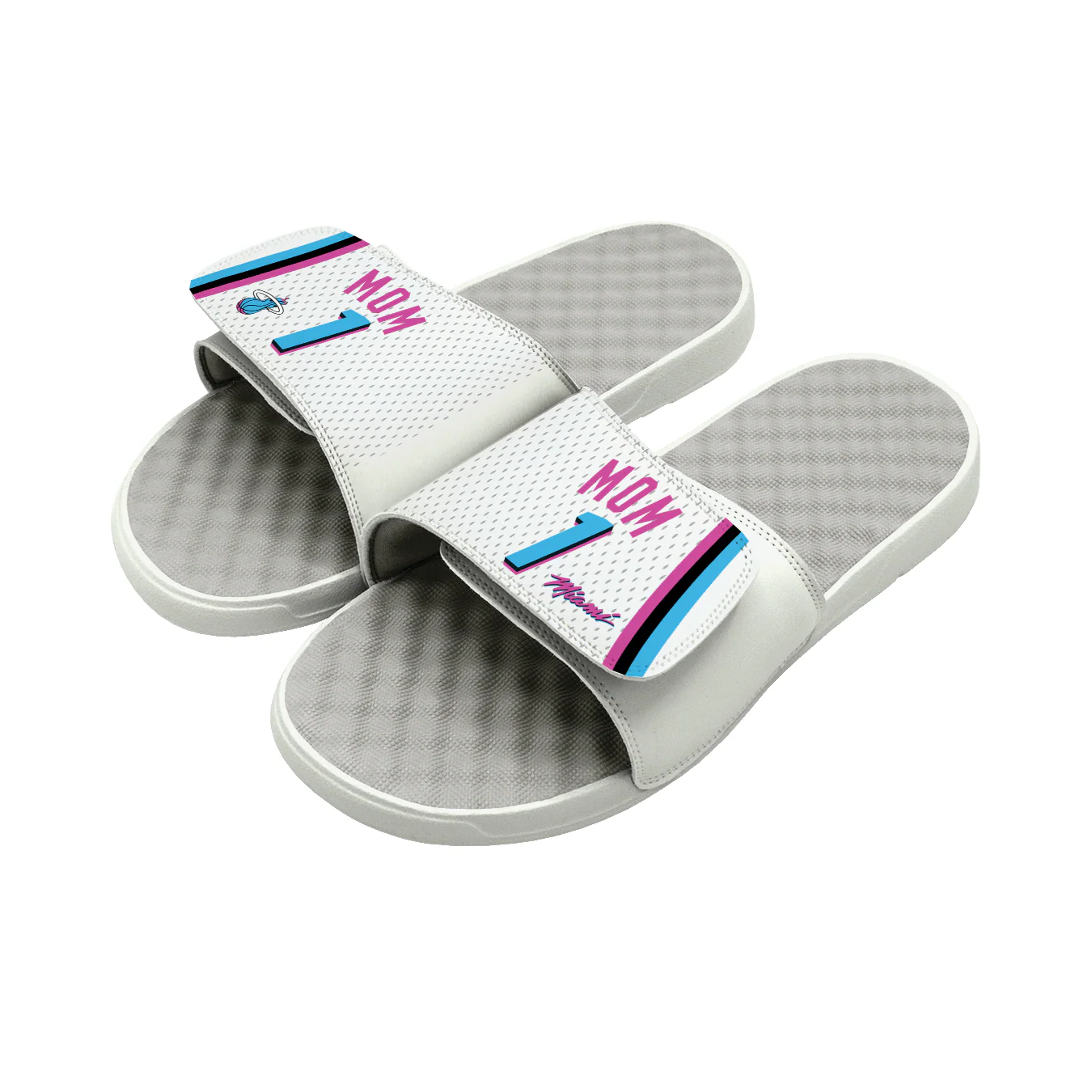 ISlide Miami HEAT Original Vice #1 Mom Jersey Sandals 2 ISlide Miami HEAT Original Vice #1 Mom Jersey Sandals