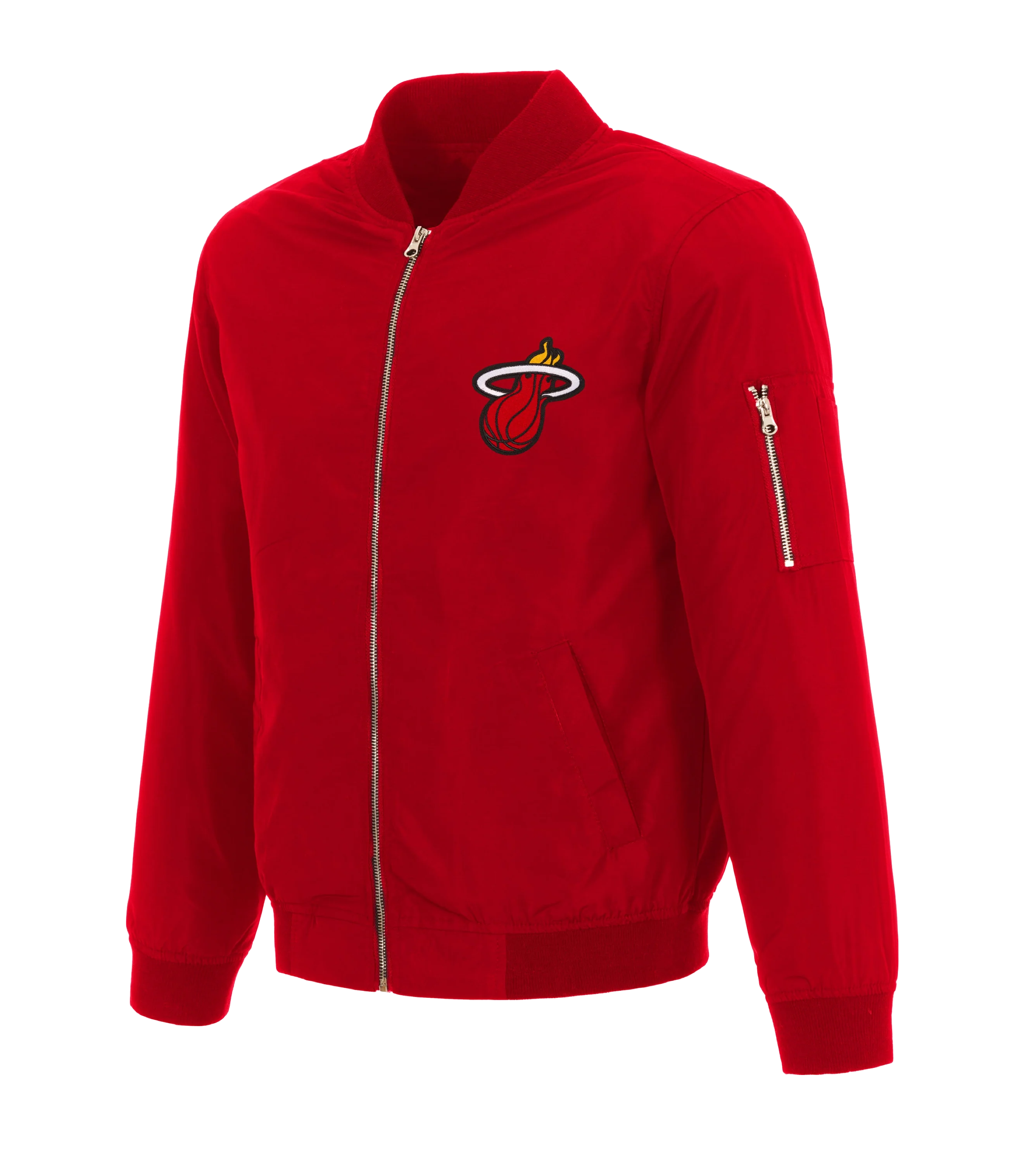 JH Designs Miami HEAT Red Nylon Bomber Jacket