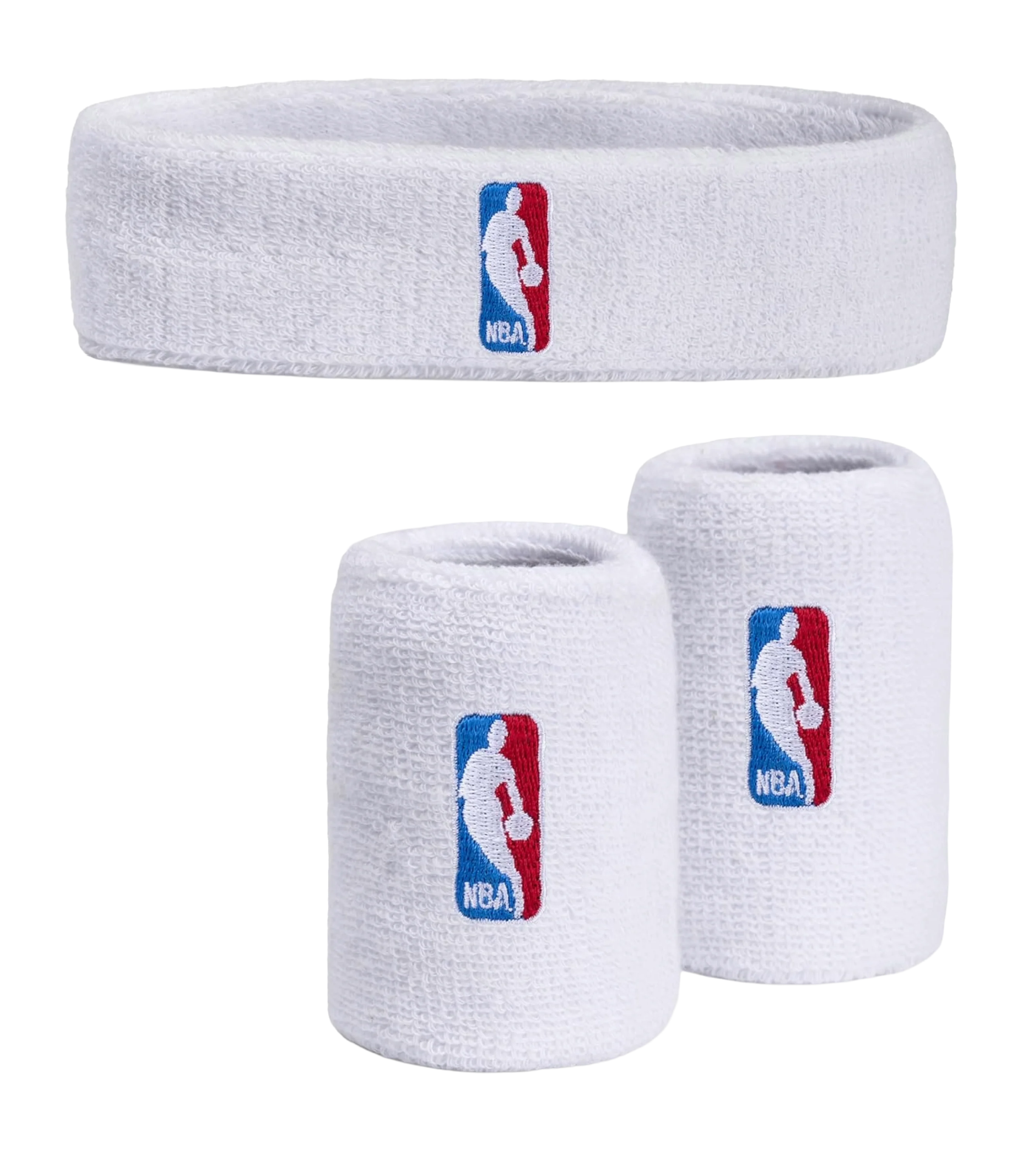 NBA 3-Piece White Headband & Wristband Set 1 NBA 3-Piece White Headband & Wristband Set