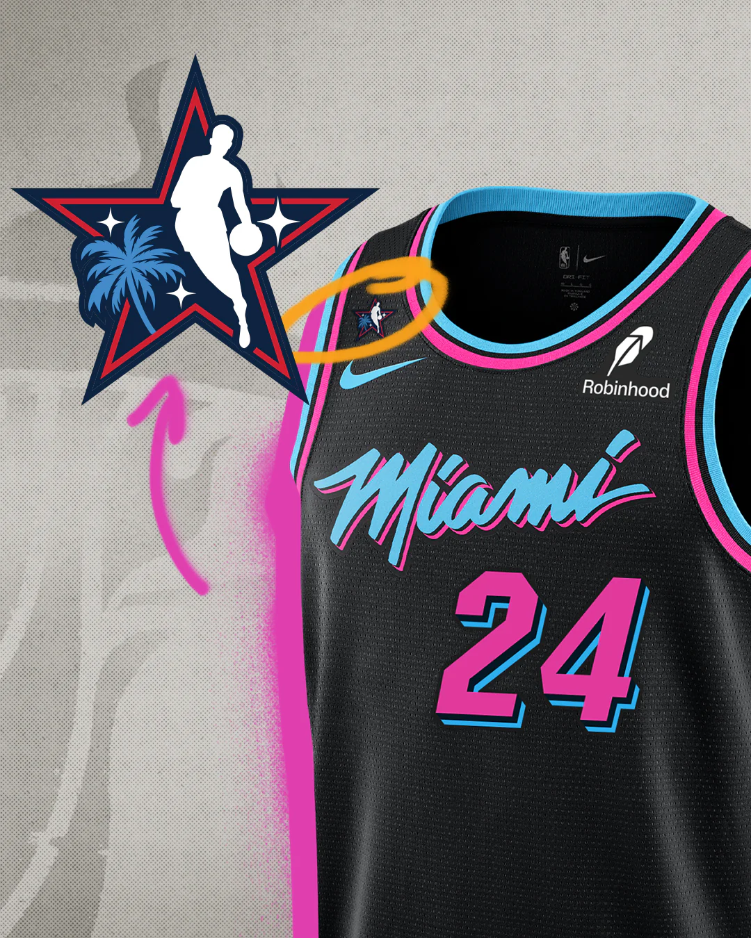 Norman Powell Nike Original Vice Nights Youth Swingman Jersey - All-Star Patch 3 Norman Powell Nike Original Vice Nights Youth Swingman Jersey - All-Star Patch