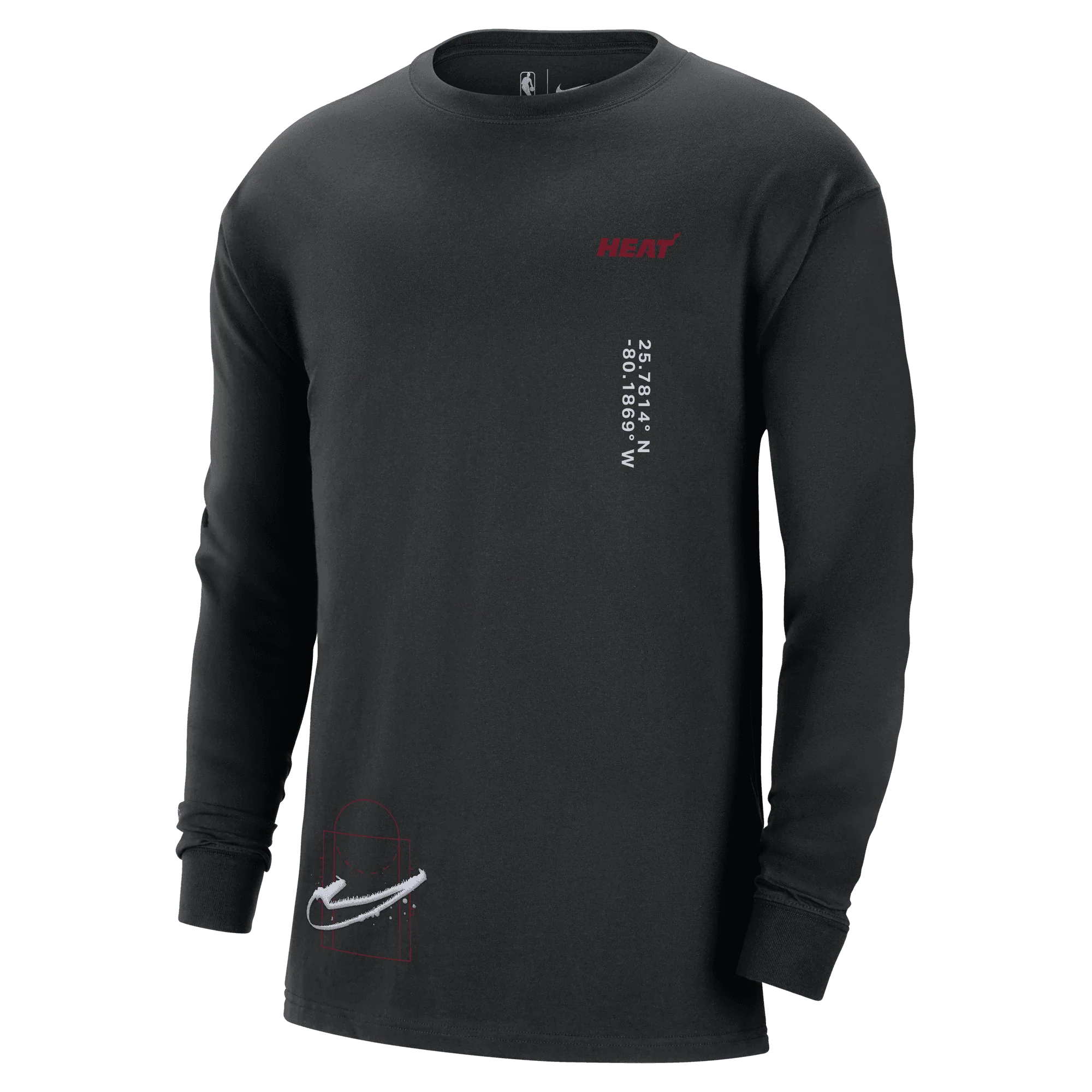 Nike Miami HEAT Courtside Max90 Long Sleeve Tee 1 Nike Miami HEAT Courtside Max90 Long Sleeve Tee