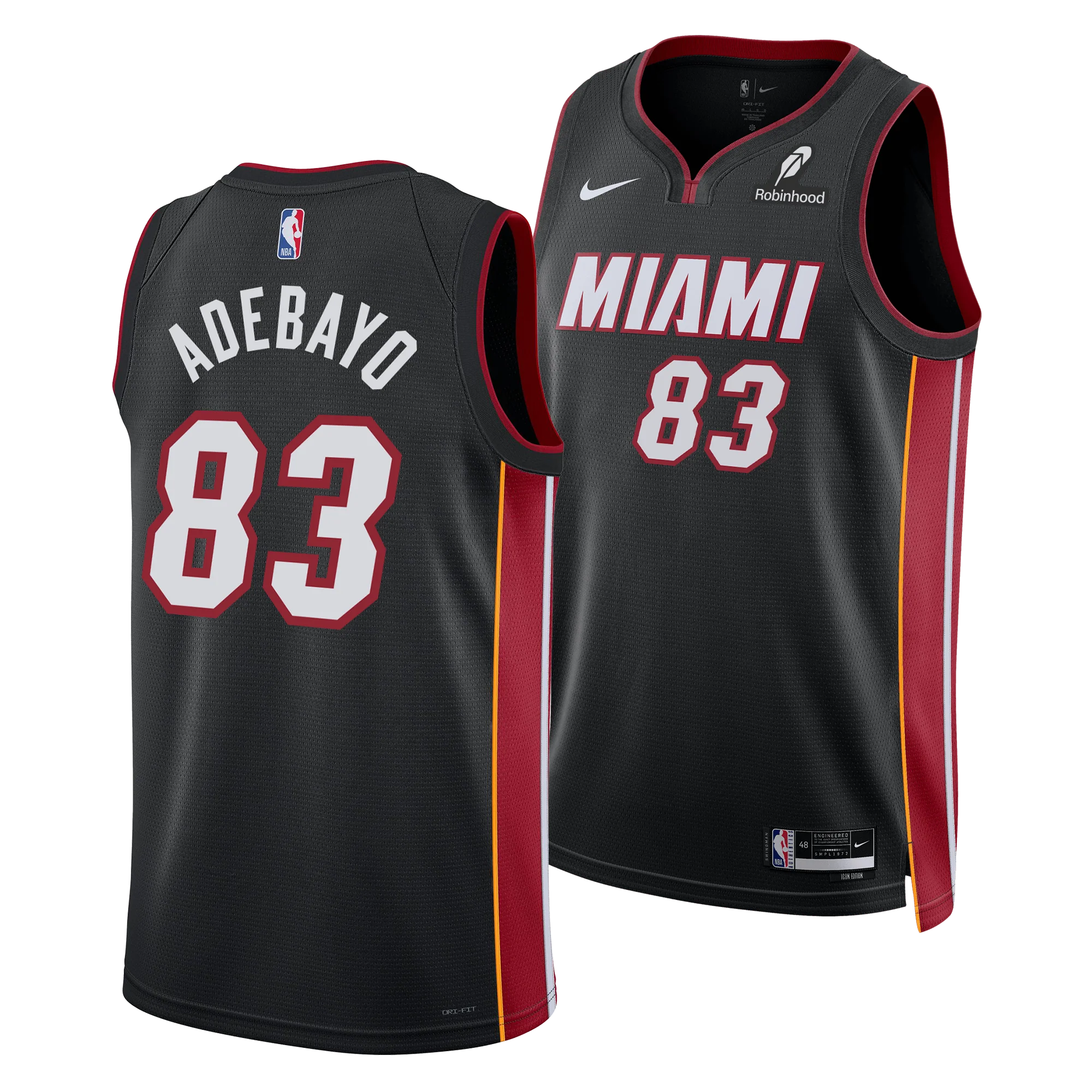 Bam Adebayo Nike Miami HEAT Icon Black “83-Point Game” Swingman Jersey