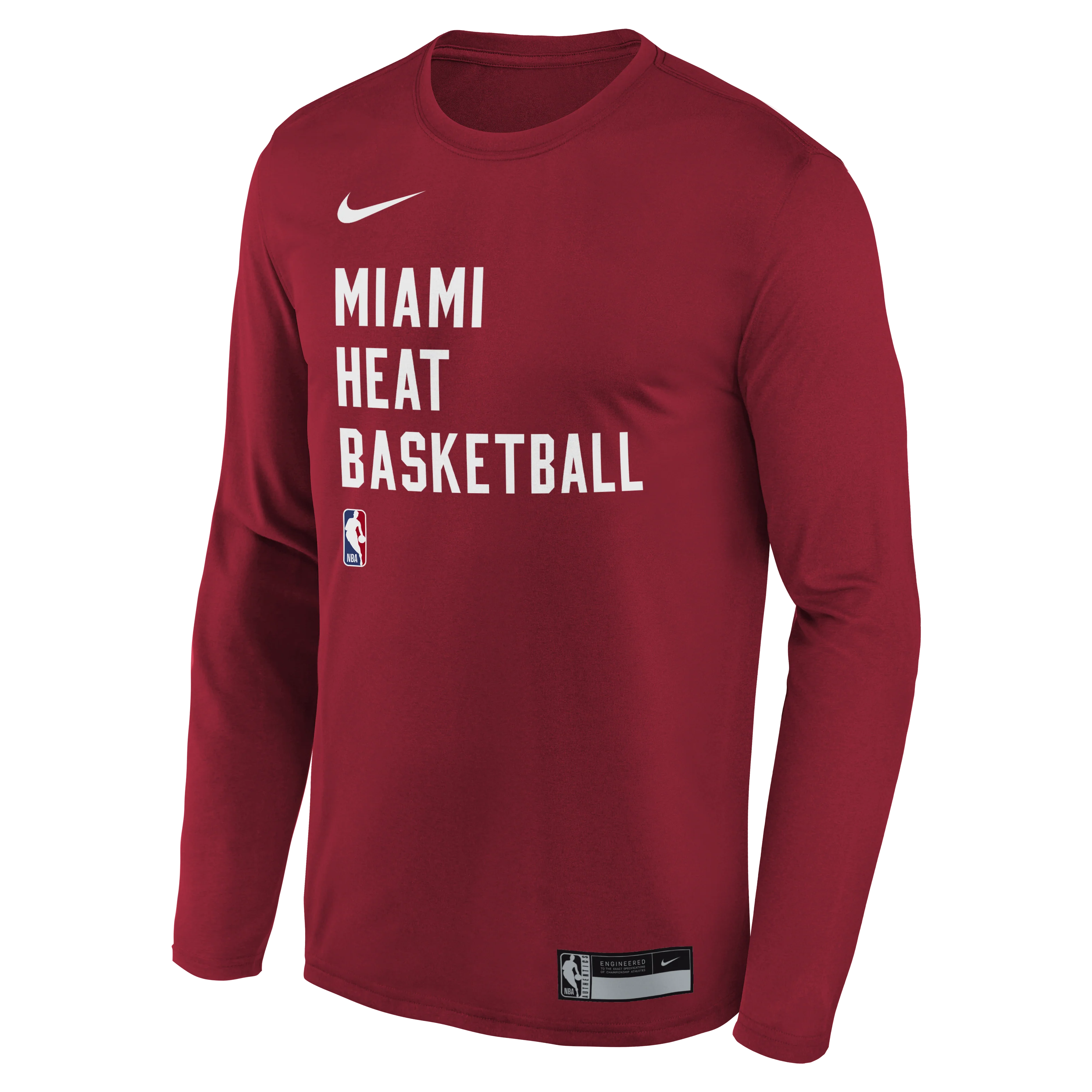 Nike Miami HEAT 2023-24 On-Court Red Practice Long Sleeve Youth Tee