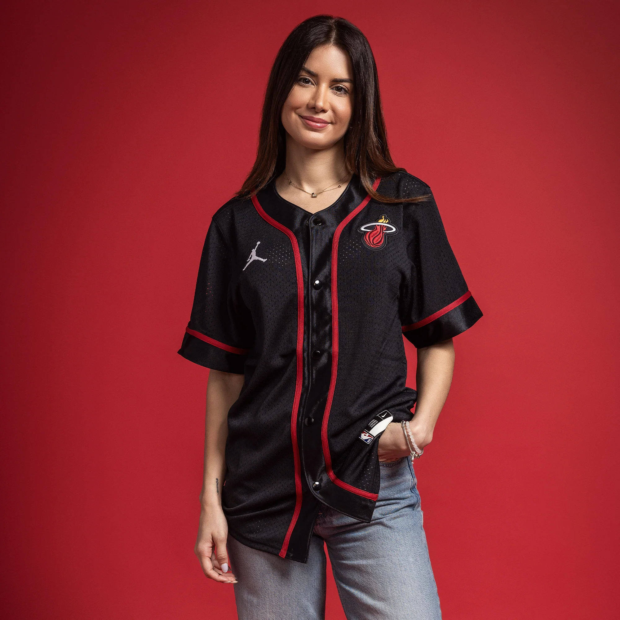 Jordan Brand Miami HEAT Baseball Jersey 3 Jordan Brand Miami HEAT Baseball Jersey