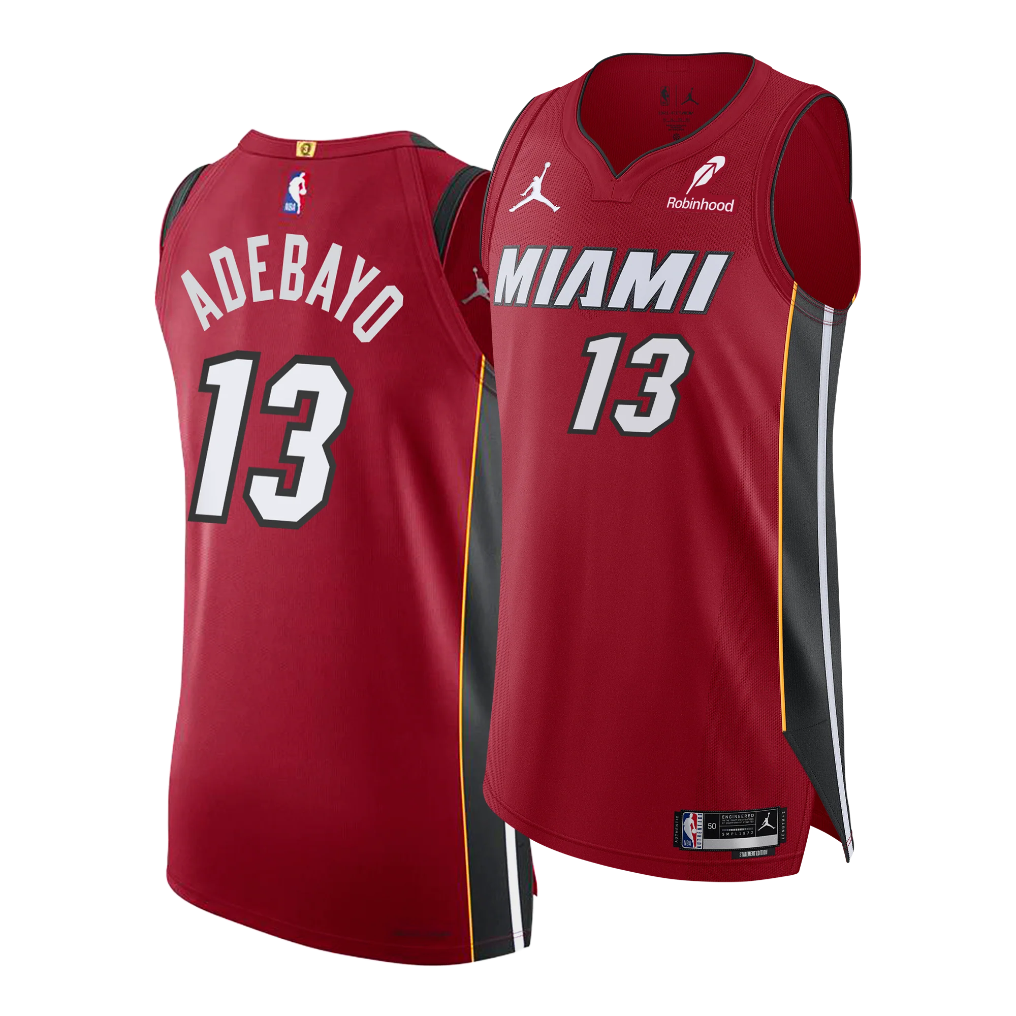 Bam Adebayo Nike Jordan Brand Miami HEAT Statement Red Authentic Jersey 3 Bam Adebayo Nike Jordan Brand Miami HEAT Statement Red Authentic Jersey