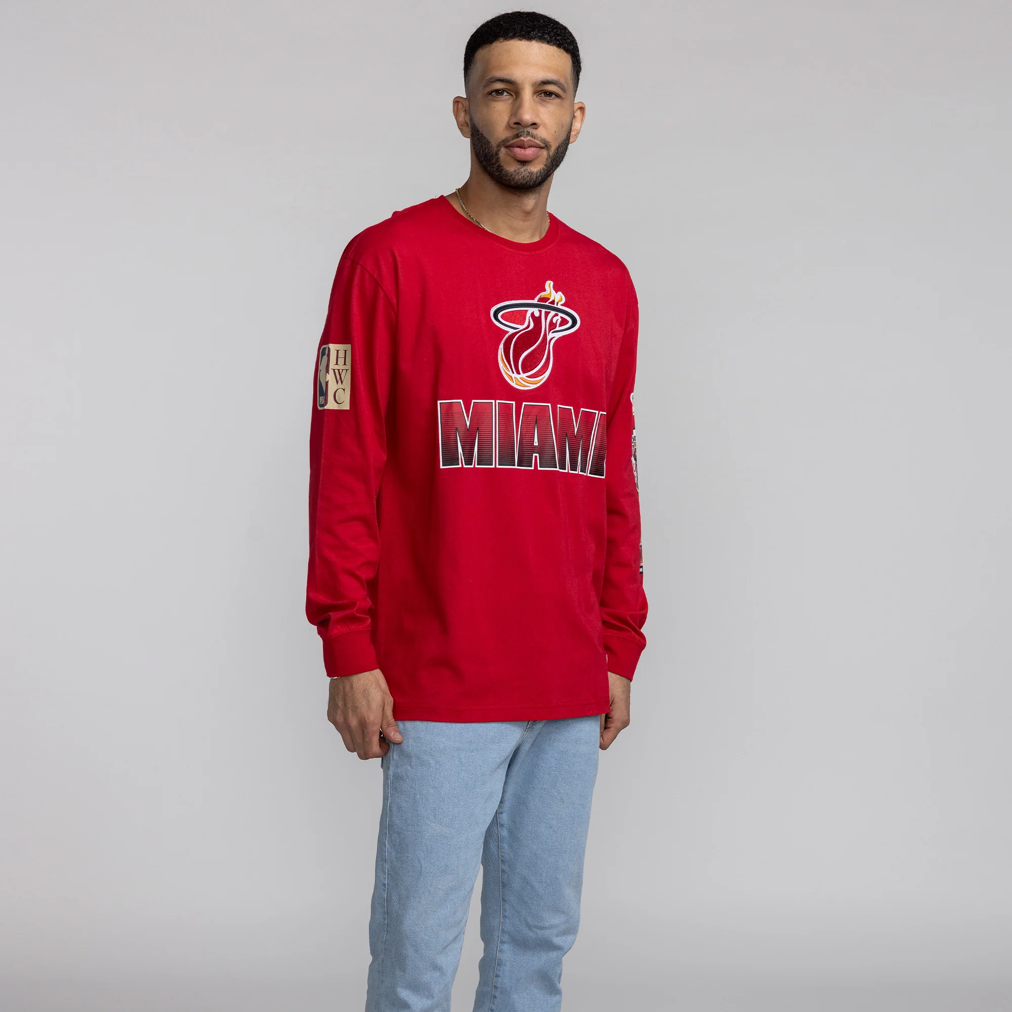 Mitchell & Ness Miami HEAT Allover Vintage Long Sleeve Tee 1 Mitchell & Ness Miami HEAT Allover Vintage Long Sleeve Tee