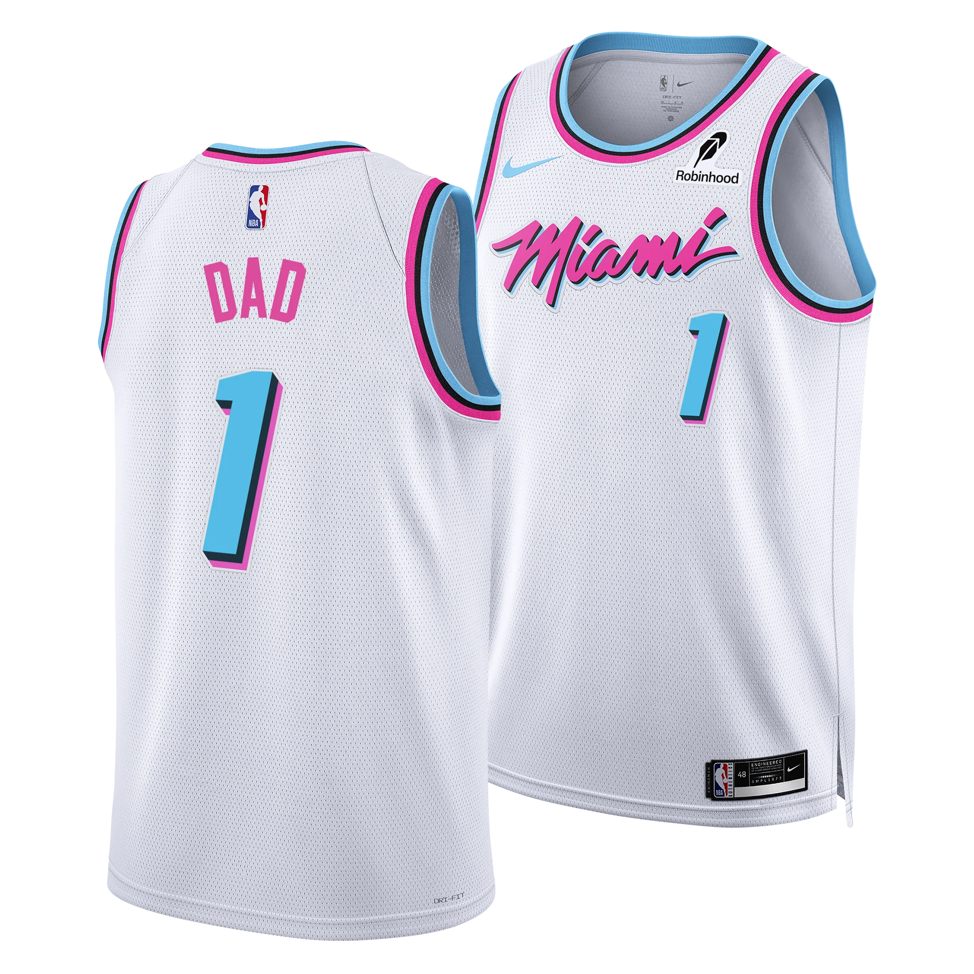 #1 Dad Nike Miami HEAT Original Vice Swingman Jersey