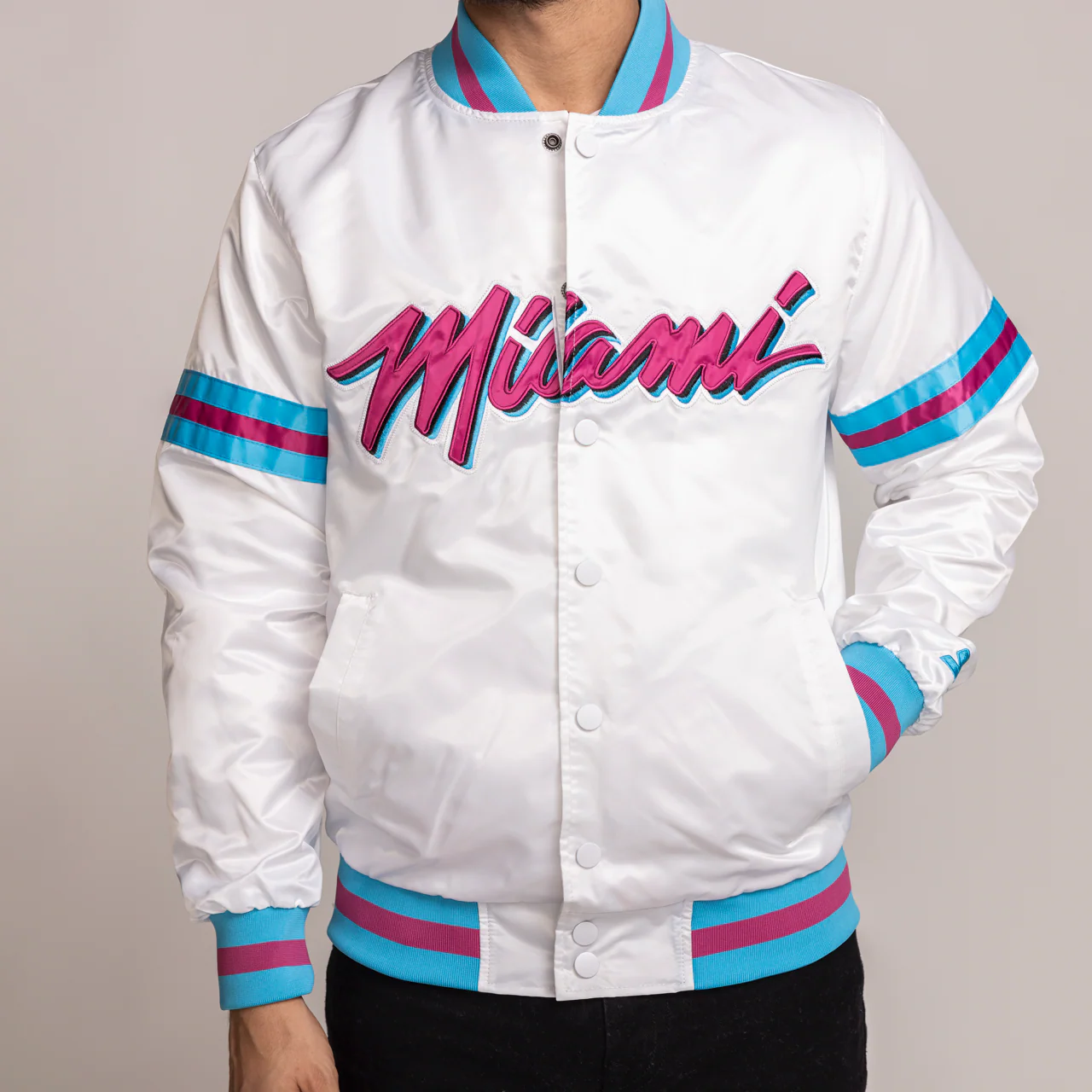 G-III Sports Miami HEAT Original Vice Varsity Starter Jacket 3 G-III Sports Miami HEAT Original Vice Varsity Starter Jacket