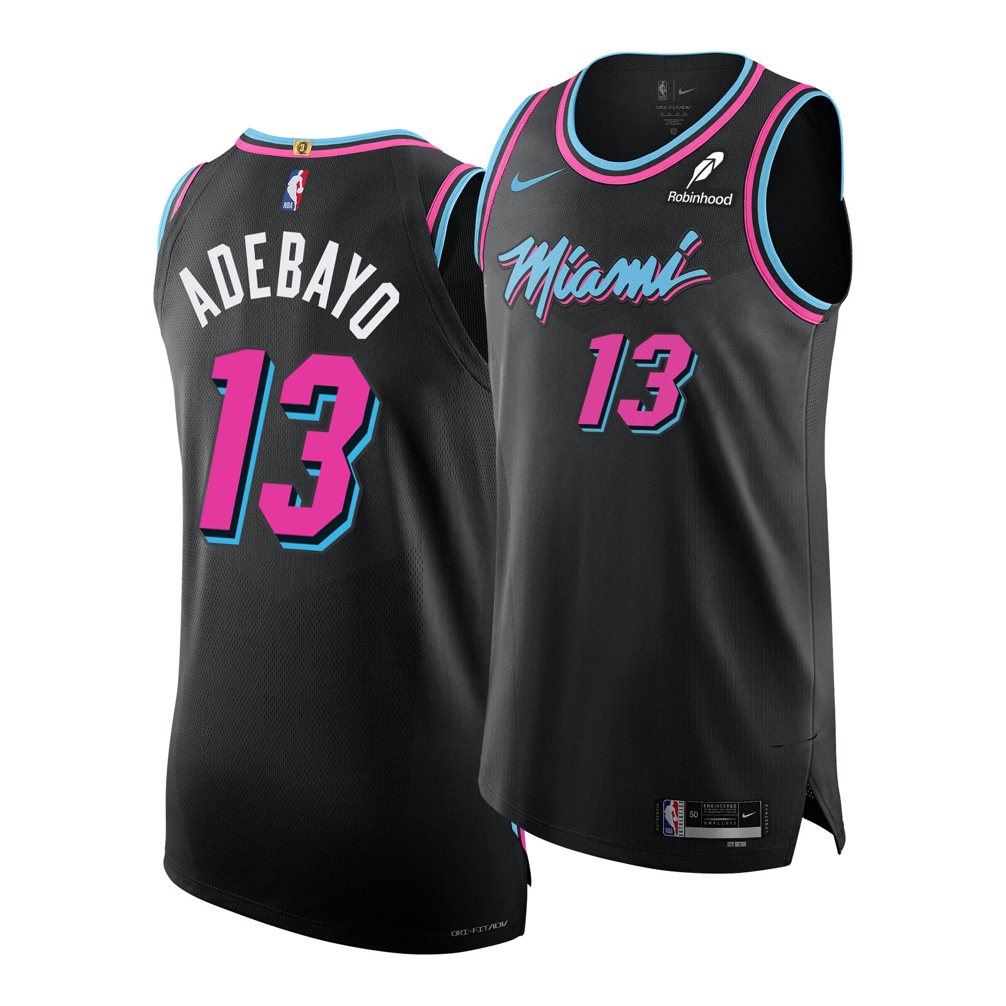 Bam Adebayo Nike Original Vice Nights Authentic Jersey 3 Bam Adebayo Nike Original Vice Nights Authentic Jersey