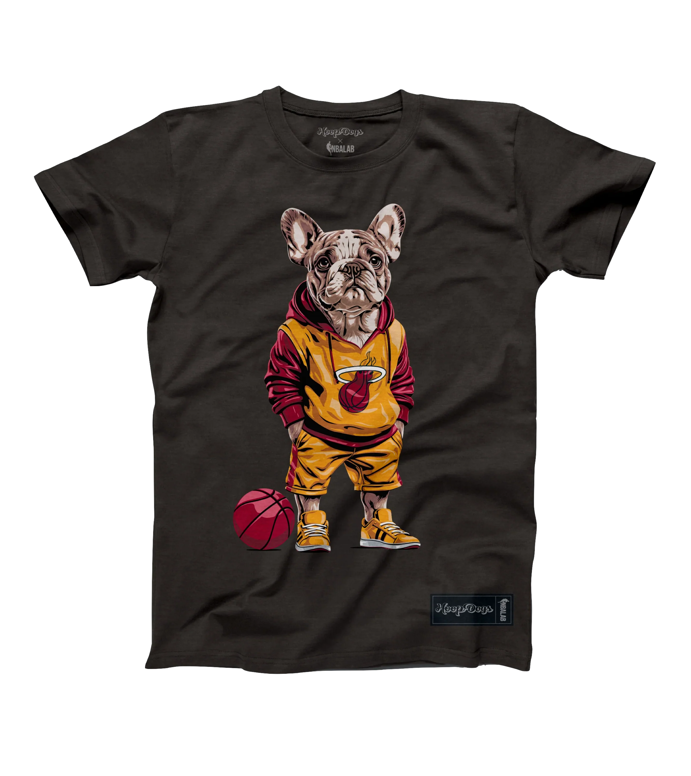 Hoop Dogs Miami HEAT French Bulldog Tee 1 Hoop Dogs Miami HEAT French Bulldog Tee
