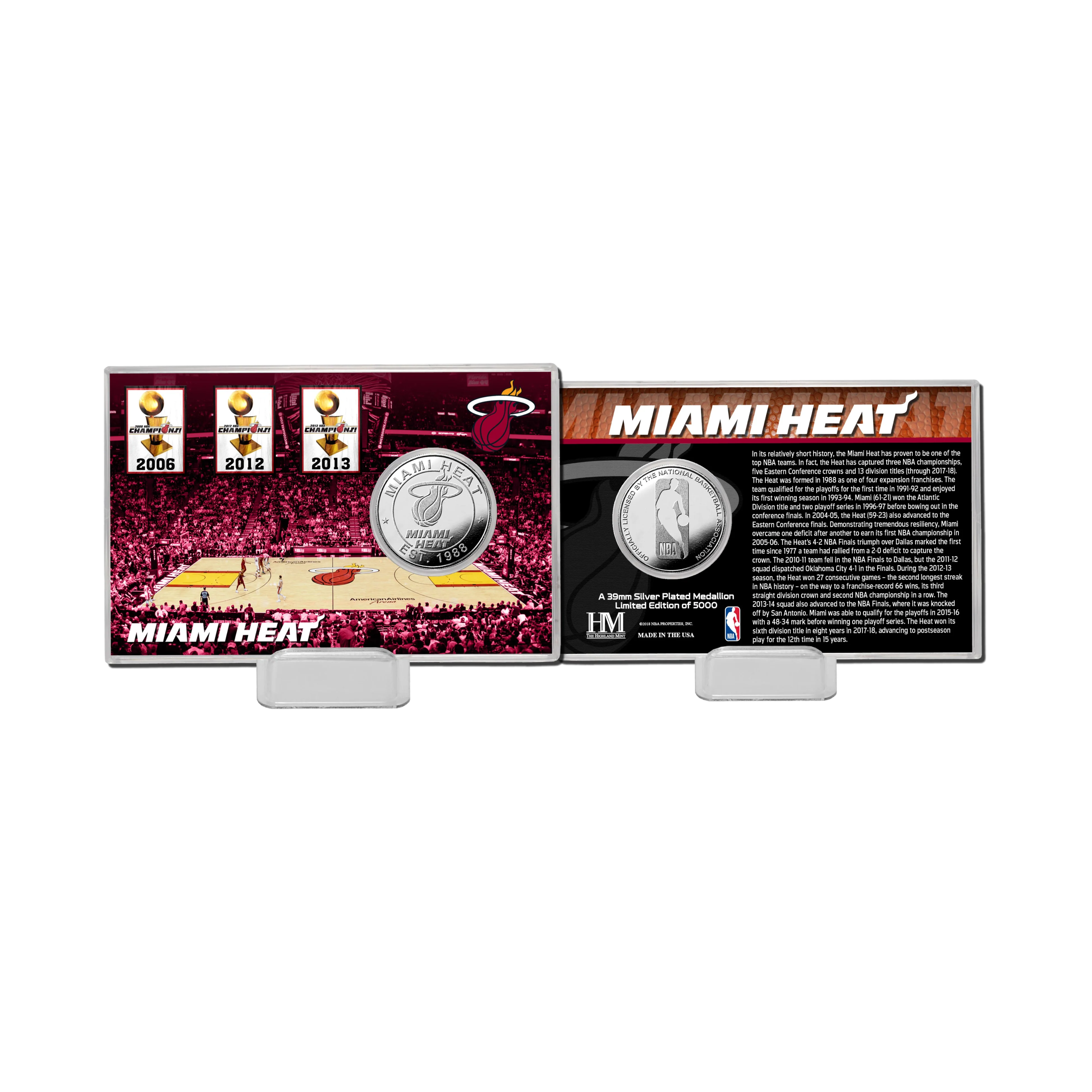 Highland Mint Miami HEAT 3-Time Champion Silver Coin Card