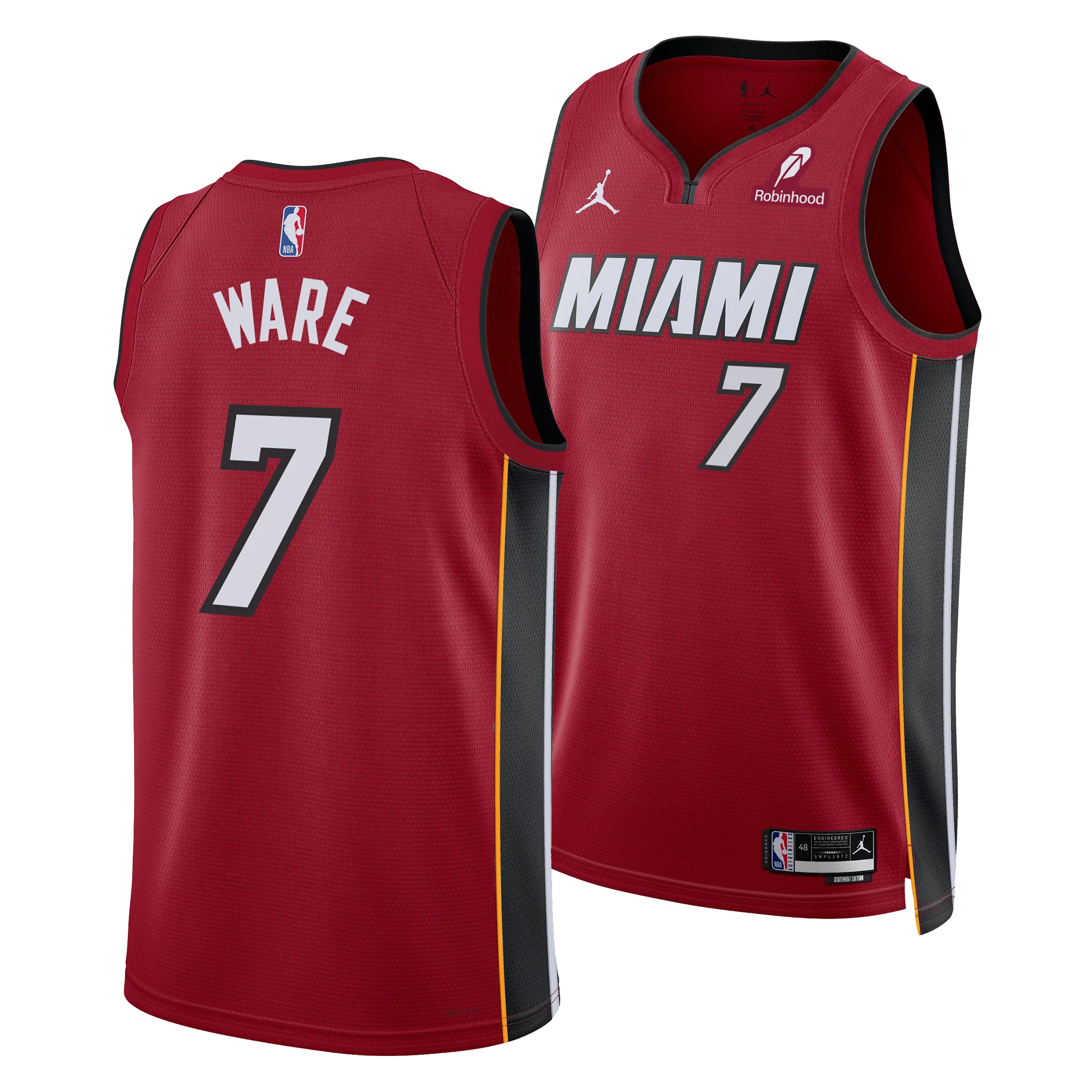 Kel'el Ware Nike Jordan Brand Miami HEAT Statement Red Swingman Youth Jersey 3 Kel'el Ware Nike Jordan Brand Miami HEAT Statement Red Swingman Youth Jersey