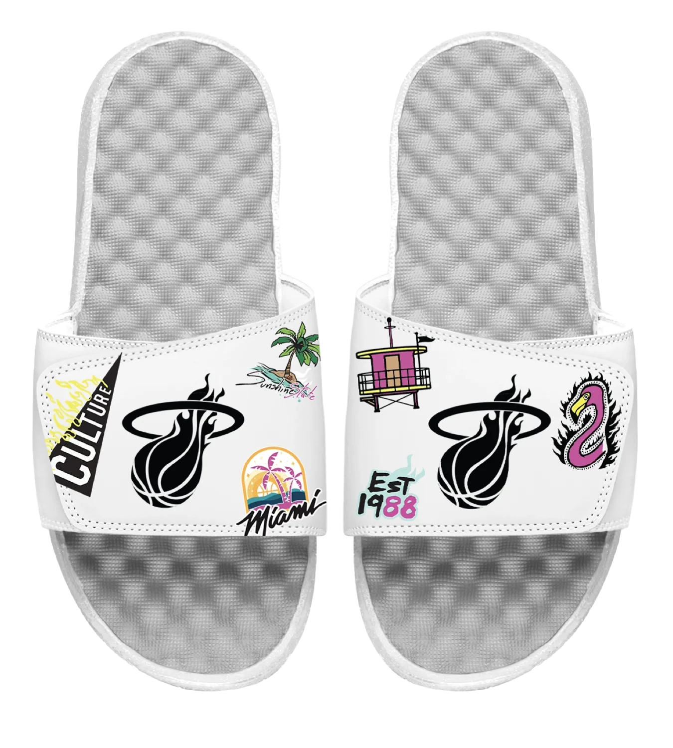 ISlide Allover Patch White Sandals 1 ISlide Allover Patch White Sandals