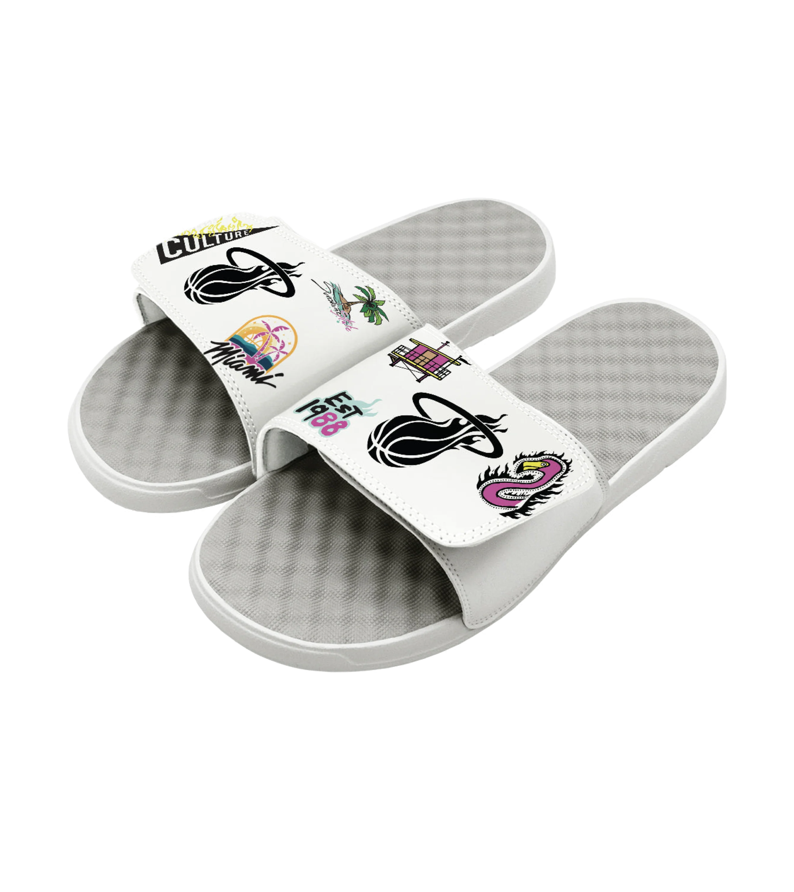 ISlide Allover Patch White Sandals 2 ISlide Allover Patch White Sandals